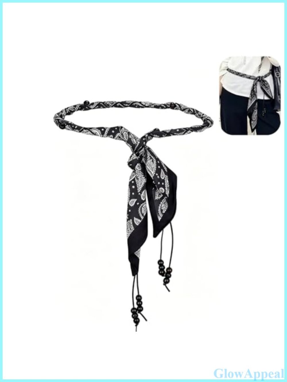 Wax Rope Braided Boho Tie Belt Skinny Scarf Belt with Fringe Tassel